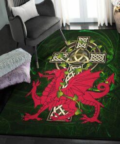 Europe Area Rugs, Wales Celtic Cymru With Celtic Cross Rug, Dragon Area Rug, Dragon Themed Rugs, Gift For Dragon Lovers, Personalized Rug, Carpet For Living Room, Bedding Room Home Decor DG141