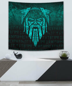Eye of Odin Cyan Version Tapestry for Wall Décor