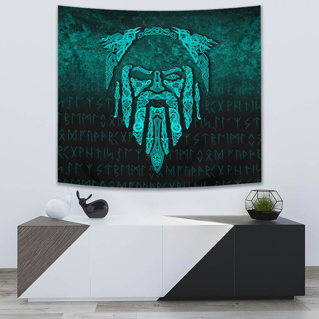 Eye of Odin Cyan Version Tapestry for Wall Décor
