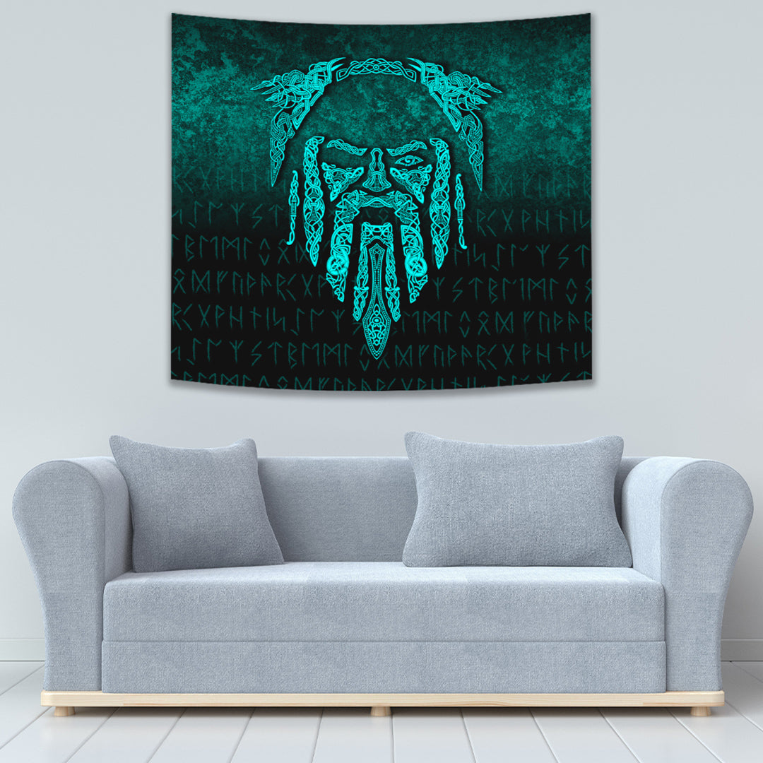 Eye of Odin Cyan Version Tapestry for Wall Décor