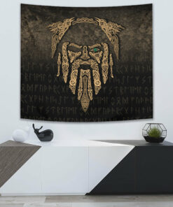 Eye of Odin Gold Version Tapestry for Wall Décor