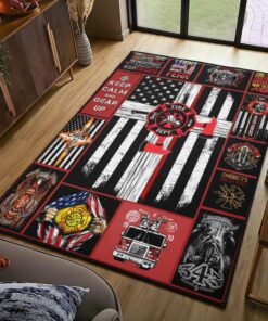 Faith Cross Flag Firefighter Rugs, Firefighter Area Rug, Fireman Carpet Gifts for Dad, Son, Fireman, Firefighter Lovers