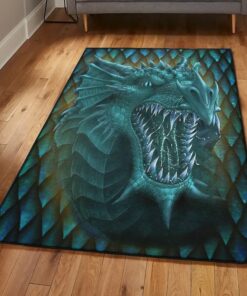 Fantasy Animal Area Rugs, Blue Dragon Rug, Dragon Area Rug, Dragon Themed Rugs, Gift For Dragon Lovers, Personalized Rug, Carpet For Living Room, Bedding Room Home Decor DG158