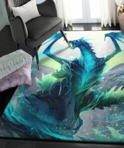 Fantasy Animal Area Rugs, Ice Dragon 1806TP Rug, Dragon Area Rug, Dragon Themed Rugs, Gift For Dragon Lovers, Personalized Rug, Carpet For Living Room, Bedding Room Home Decor DG153