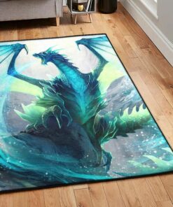 Fantasy Animal Area Rugs, Ice Dragon 1806TP Rug, Dragon Area Rug, Dragon Themed Rugs, Gift For Dragon Lovers, Personalized Rug, Carpet For Living Room, Bedding Room Home Decor DG153