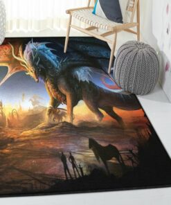 Fantasy Animal Art Deco Rug, Dragon Rug, Dragon Area Rug, Dragon Themed Rugs, Gift For Dragon Lovers, Personalized Rug, Carpet For Living Room, Bedding Room Home Decor DG40