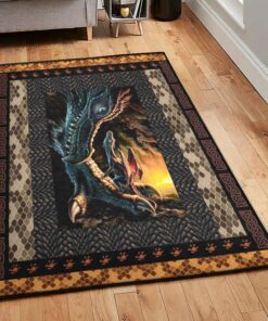 Fantasy Animal Dining Room Rug, Big Dragon And Small Dragon Rug, Dragon Area Rug, Dragon Themed Rugs, Gift For Dragon Lovers, Personalized Rug, Carpet For Living Room, Bedding Room Home Decor DG56