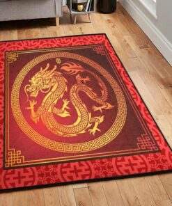 Fantasy Animal Modern Rugs, Golden Dragon Rug, Dragon Area Rug, Dragon Themed Rugs, Gift For Dragon Lovers, Personalized Rug, Carpet For Living Room, Bedding Room Home Decor DG108