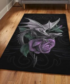 Fantasy Animal Playroom Rug, Dragon And Rose Rug, Dragon Area Rug, Dragon Themed Rugs, Gift For Dragon Lovers, Personalized Rug, Carpet For Living Room, Bedding Room Home Decor DG88