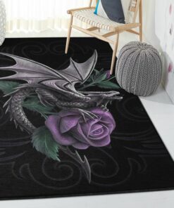 Fantasy Animal Playroom Rug, Dragon And Rose Rug, Dragon Area Rug, Dragon Themed Rugs, Gift For Dragon Lovers, Personalized Rug, Carpet For Living Room, Bedding Room Home Decor DG88