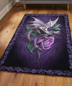 Fantasy Animal Playroom Rug, Purple Dragon Rug, Dragon Area Rug, Dragon Themed Rugs, Gift For Dragon Lovers, Personalized Rug, Carpet For Living Room, Bedding Room Home Decor DG80