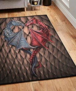 Fantasy Animal Washable Area Rugs, Dragon In Love Rug, Dragon Area Rug, Dragon Themed Rugs, Gift For Dragon Lovers, Personalized Rug, Carpet For Living Room, Bedding Room Home Decor DG154