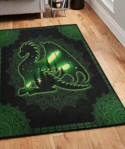 Fantasy Animal Washable Rugs, Green Dragon Rug, Dragon Area Rug, Dragon Themed Rugs, Gift For Dragon Lovers, Personalized Rug, Carpet For Living Room, Bedding Room Home Decor DG166