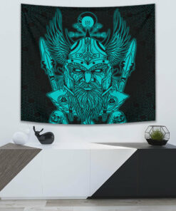 Fenrir Ragnarok Cyan Tapestry for Wall Décor