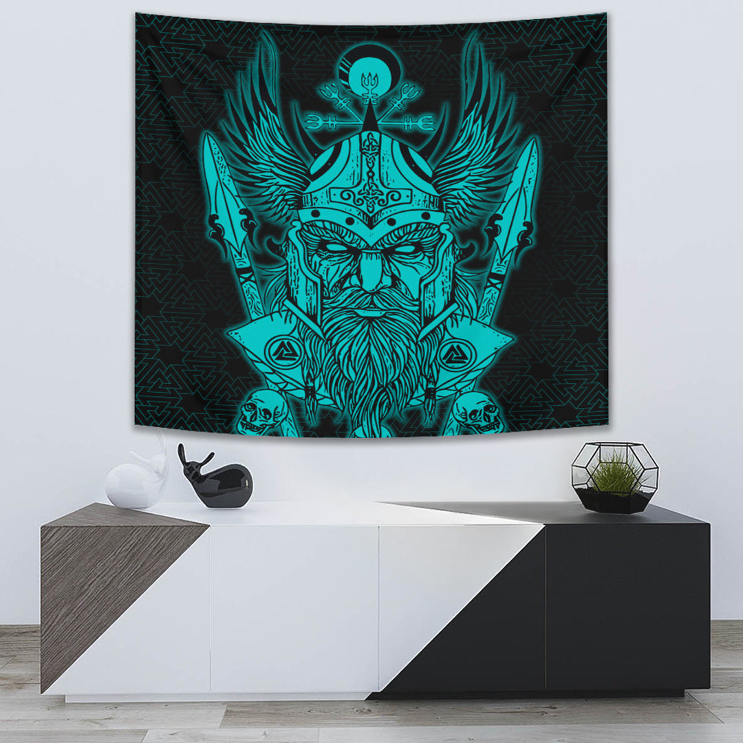 Fenrir Ragnarok Cyan Tapestry for Wall Décor