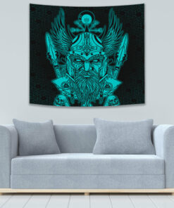 Fenrir Ragnarok Cyan Tapestry for Wall Décor