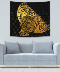 Fenrir Ragnarok Gold Tapestry for Wall Décor