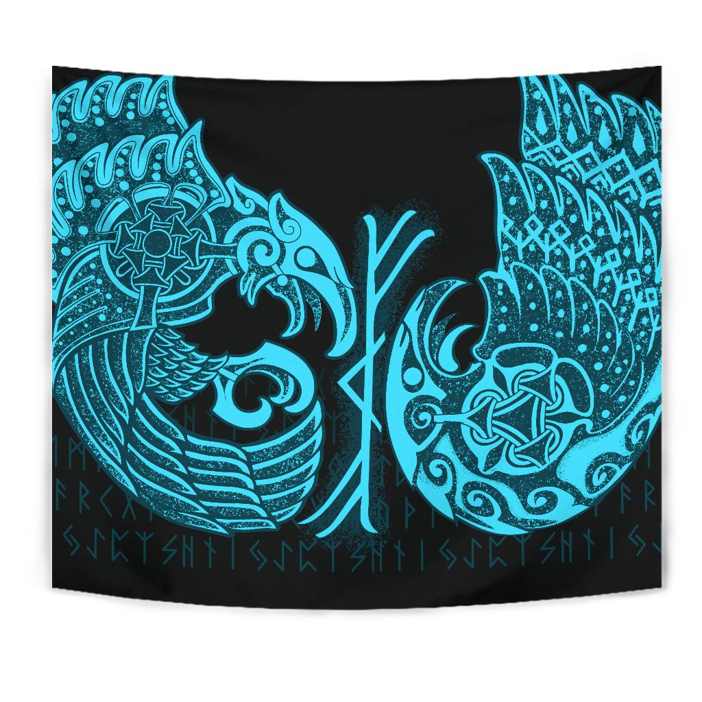 Fenrir Viking 3D Tattoo Blue Version Tapestry for Wall Décor