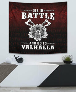 Fenrir Viking 3D Tattoo Cyan Version Tapestry for Wall Décor