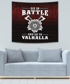 Fenrir Viking 3D Tattoo Cyan Version Tapestry for Wall Décor