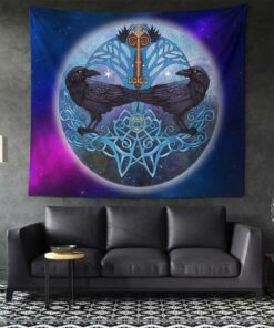 Fenrir Viking 3D Tattoo Gold Version Tapestry for Wall Décor