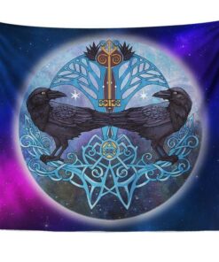 Fenrir Viking 3D Tattoo Gold Version Tapestry for Wall Décor