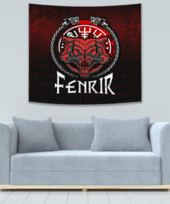 Fenrir Wolf Runes Norse Vikings Tapestry for Wall Décor