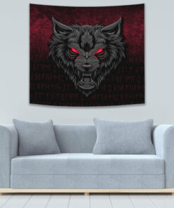 Fenrir Wolf Viking Symbol Norse Mythologie Tapestry for Wall Décor