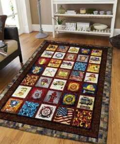 Fire Department Logo Equip The Fireman Rugs, Firefighter Area Rug, Fireman Carpet Gifts for Dad, Son, Fireman, Firefighter Lovers