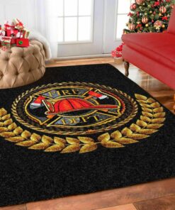Fire Department Logo Exe Fireman Hat Rugs, Firefighter Area Rug, Fireman Carpet Gifts for Dad, Son, Fireman, Firefighter Lovers