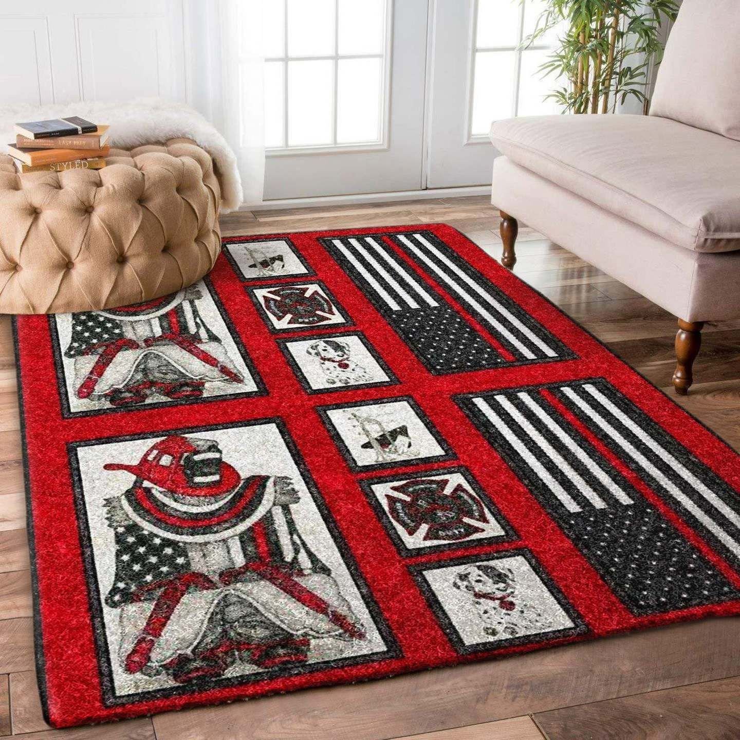 Firefighter And Equip The Fireman Rugs, Firefighter Area Rug, Fireman Carpet Gifts for Dad, Son, Fireman, Firefighter Lovers