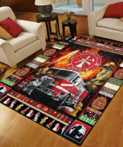 Firefighter Dalmatian Dog Rugs, Firefighter Area Rug, Fireman Carpet Gifts for Dad, Son, Fireman, Firefighter Lovers
