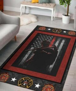 Firefighter Fire Department Logo Rugs, Firefighter Area Rug, Fireman Carpet Gifts for Dad, Son, Fireman, Firefighter Lovers