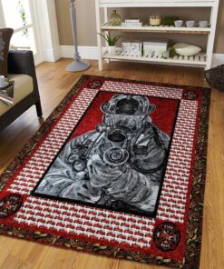 Firefighter Fire Department Logo with Truck Fire Rugs, Firefighter Area Rug, Fireman Carpet Gifts for Dad, Son, Fireman, Firefighter Lovers