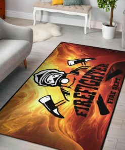 Firefighter Fire Dept Rugs, Firefighter Area Rug, Fireman Carpet Gifts for Dad, Son, Fireman, Firefighter Lovers