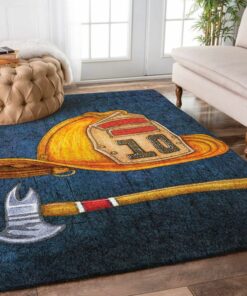 Firefighter Fireman Hat Axe Rugs, Firefighter Area Rug, Fireman Carpet Gifts for Dad, Son, Fireman, Firefighter Lovers