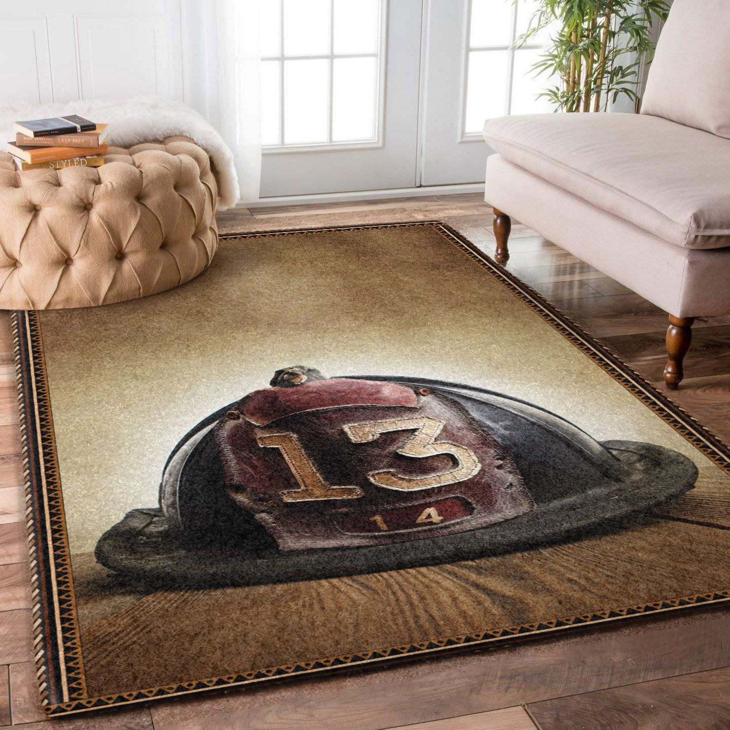Firefighter Fireman Hat Rugs, Firefighter Area Rug, Fireman Carpet Gifts for Dad, Son, Fireman, Firefighter Lovers