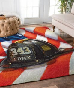 Firefighter Fireman Hat with American Flag Rugs, Firefighter Area Rug, Fireman Carpet Gifts for Dad, Son, Fireman, Firefighter Lovers