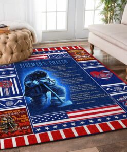 Firefighter Fireman Prayer Rugs, Firefighter Area Rug, Fireman Carpet Gifts for Dad, Son, Fireman, Firefighter Lovers