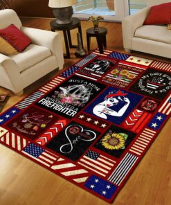 Firefighter Mom Strong Rugs, Firefighter Area Rug, Fireman Carpet Gifts for Dad, Son, Fireman, Firefighter Lovers