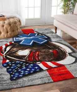 Firefighter Paramedic American Rugs, Firefighter Area Rug, Fireman Carpet Gifts for Dad, Son, Fireman, Firefighter Lovers