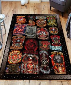 Firefighter Pattern Rugs, Firefighter Area Rug, Fireman Carpet Gifts for Dad, Son, Fireman, Firefighter Lovers