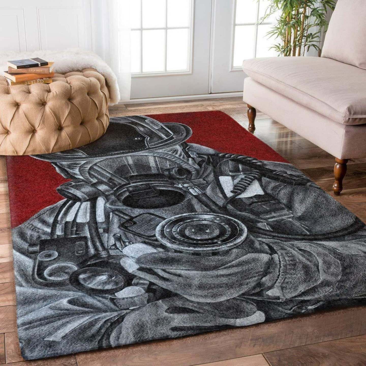 Firefighter Rugs, Firefighter Area Rug, Fireman Carpet Gifts for Dad, Son, Fireman, Firefighter Lovers