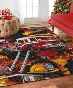 Firefighter invention Rugs, Firefighter Area Rug, Fireman Carpet Gifts for Dad, Son, Fireman, Firefighter Lovers