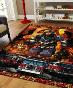Firefighter of Life Fire Truck Rugs, Firefighter Area Rug, Fireman Carpet Gifts for Dad, Son, Fireman, Firefighter Lovers