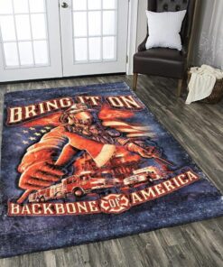 Firefighters Backbone of America Bring It on Rugs, Firefighter Area Rug, Fireman Carpet Gifts for Dad, Son, Fireman, Firefighter Lovers