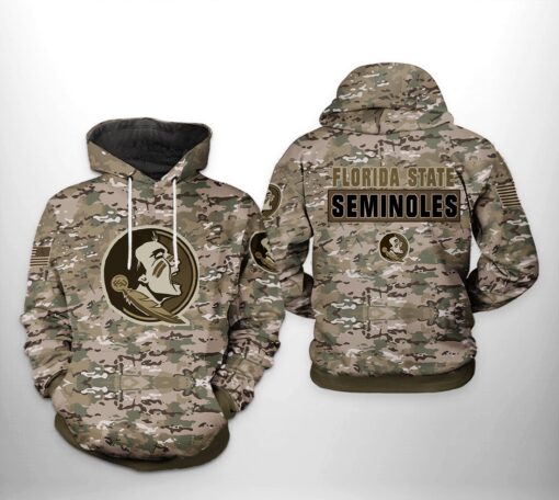 Florida State Seminoles Ncaa Camo Veteran 3D All Over Print Hoodie, Zip-Up Hoodie