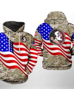 Florida State Seminoles Ncaa Us Flag Camo Veteran 3D All Over Print Hoodie, Zip-Up Hoodie