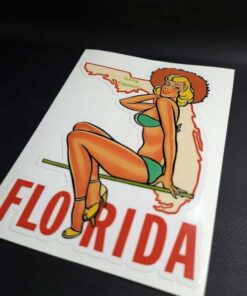 Florida Vintage Style Travel Decal, Pinup Girl Vinyl Sticker, Pin-Up