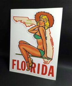 Florida Vintage Style Travel Decal, Pinup Girl Vinyl Sticker, Pin-Up